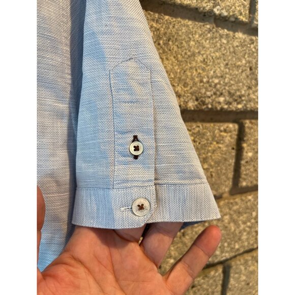 Ted Baker Mens Light Blue Short Sleeve Button-Up Shirt Size 5 With Patterned Col - Picture 6 of 8